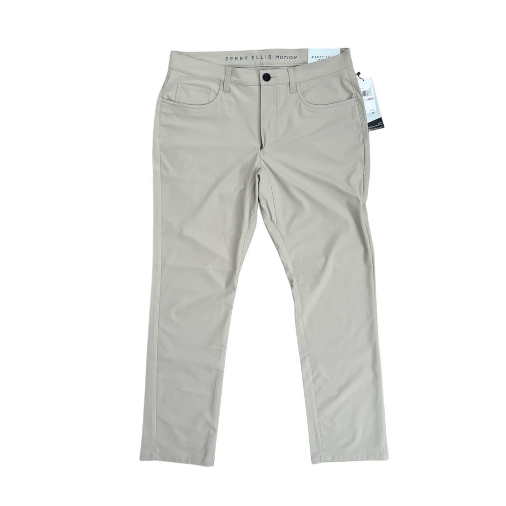 Perry Ellis Motion Slim Fit Stretch‎ Stone Casual Pants 5-Pocket 32x30